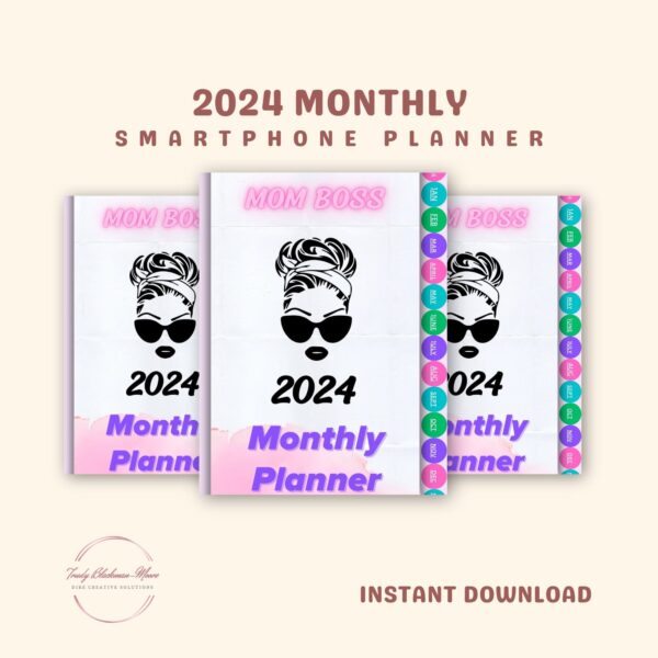 2024 Monthly Smartphone Planner (Mom Boss) Mockup