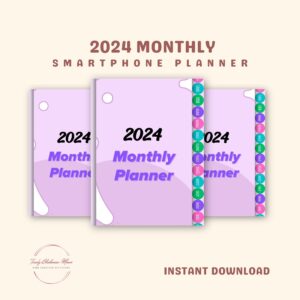 2024 Monthly Smartphone Planner (Purple Bauble) Mockup