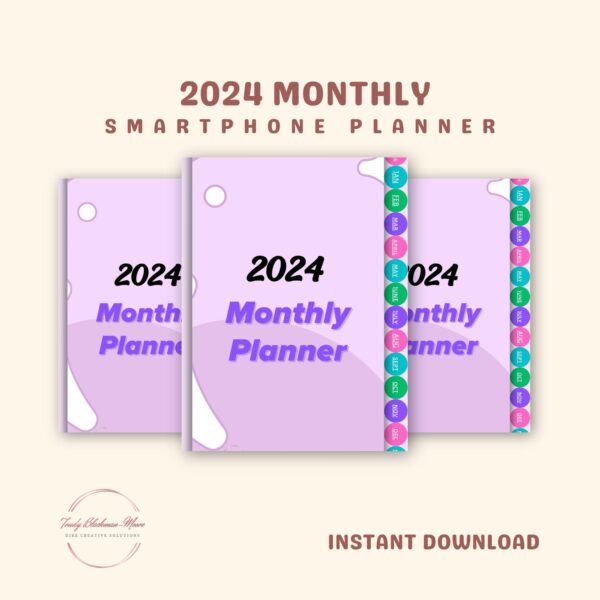 2024 Monthly Smartphone Planner (Purple Bauble) Mockup